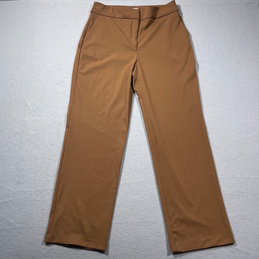 Maison d Amelie Pants Women 12 Straight‎ Leg Brown Minimalist Casual Office Wear